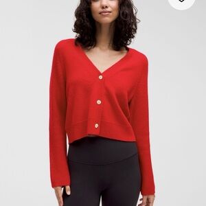 Lululemon Cashmere Slim-Fit Cardigan Dark Red S NWOT
